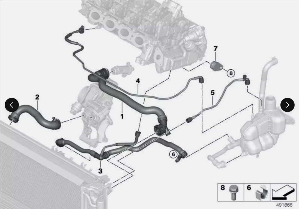 Возвр.трубопровод электр.водяного насоса