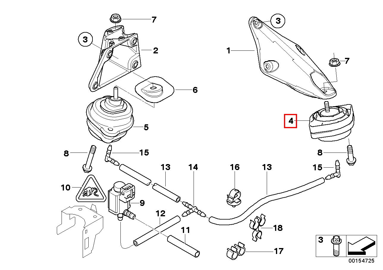 E83 3.0D подушка двигателя левая