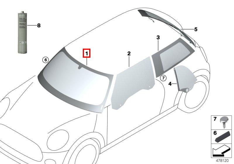 F55/F56 лобовое стекло стандарт